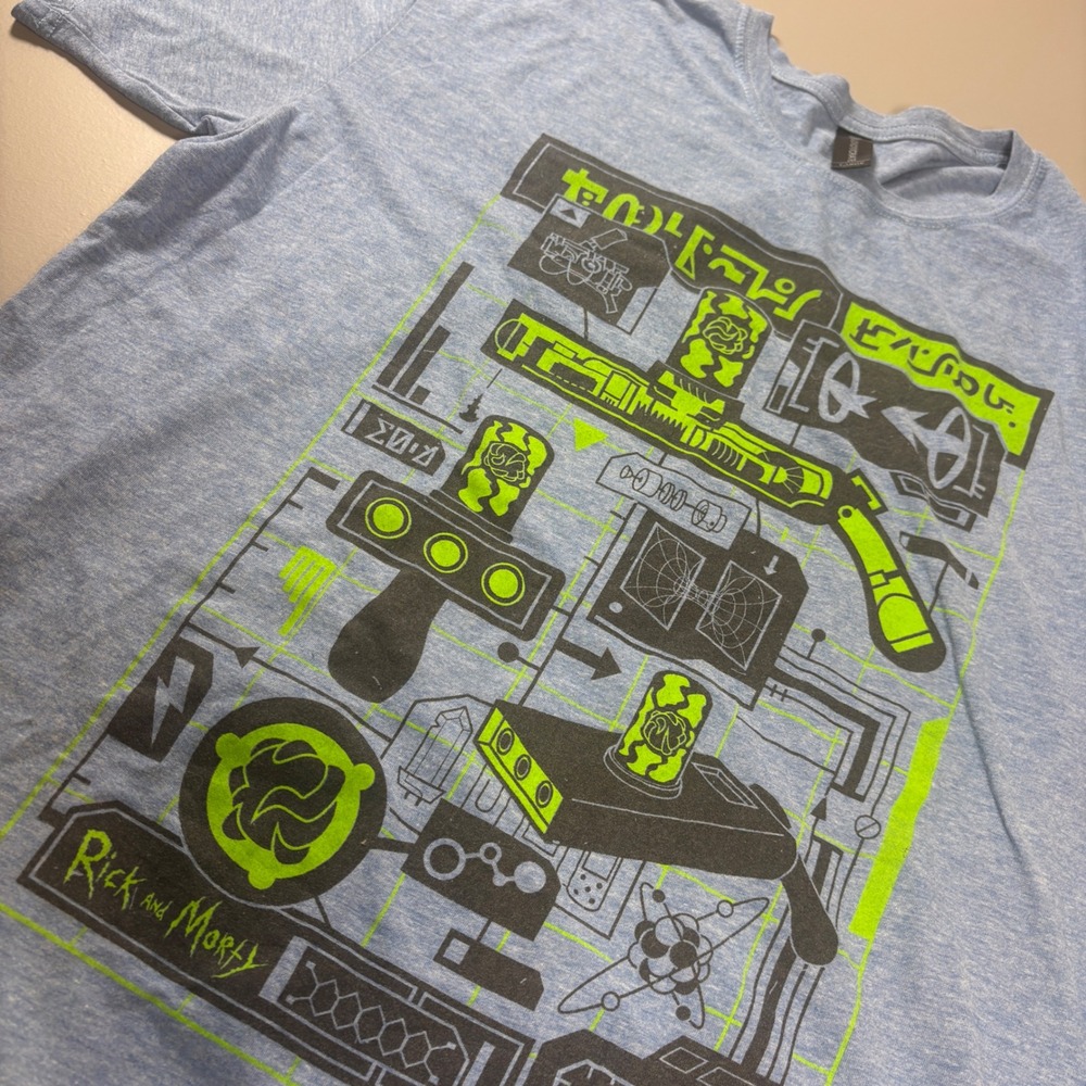 Loot Crate Rick and‎ Morty Blueprint Graphic T-Shirt Adult Large Blue